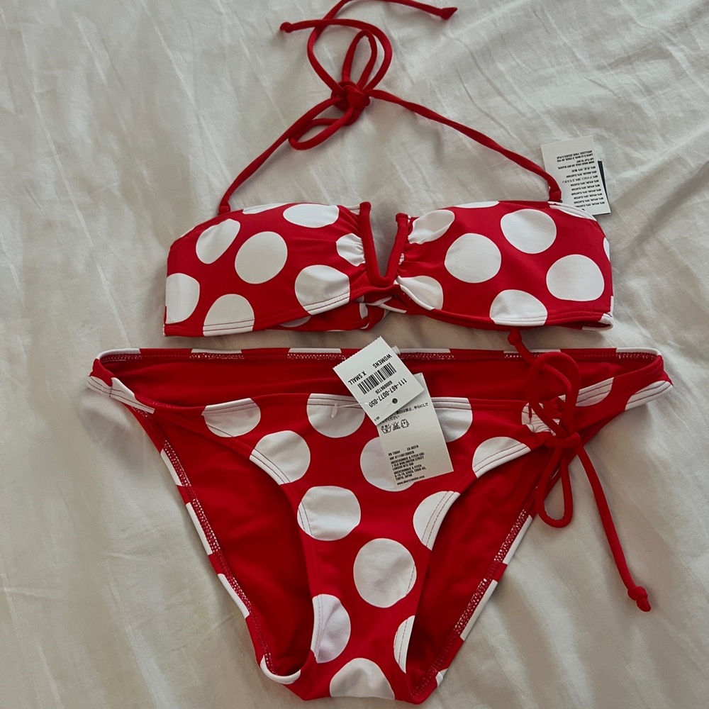 Y2k Abercrombie & Fitch Polka dots  Bandeau bikini set XS